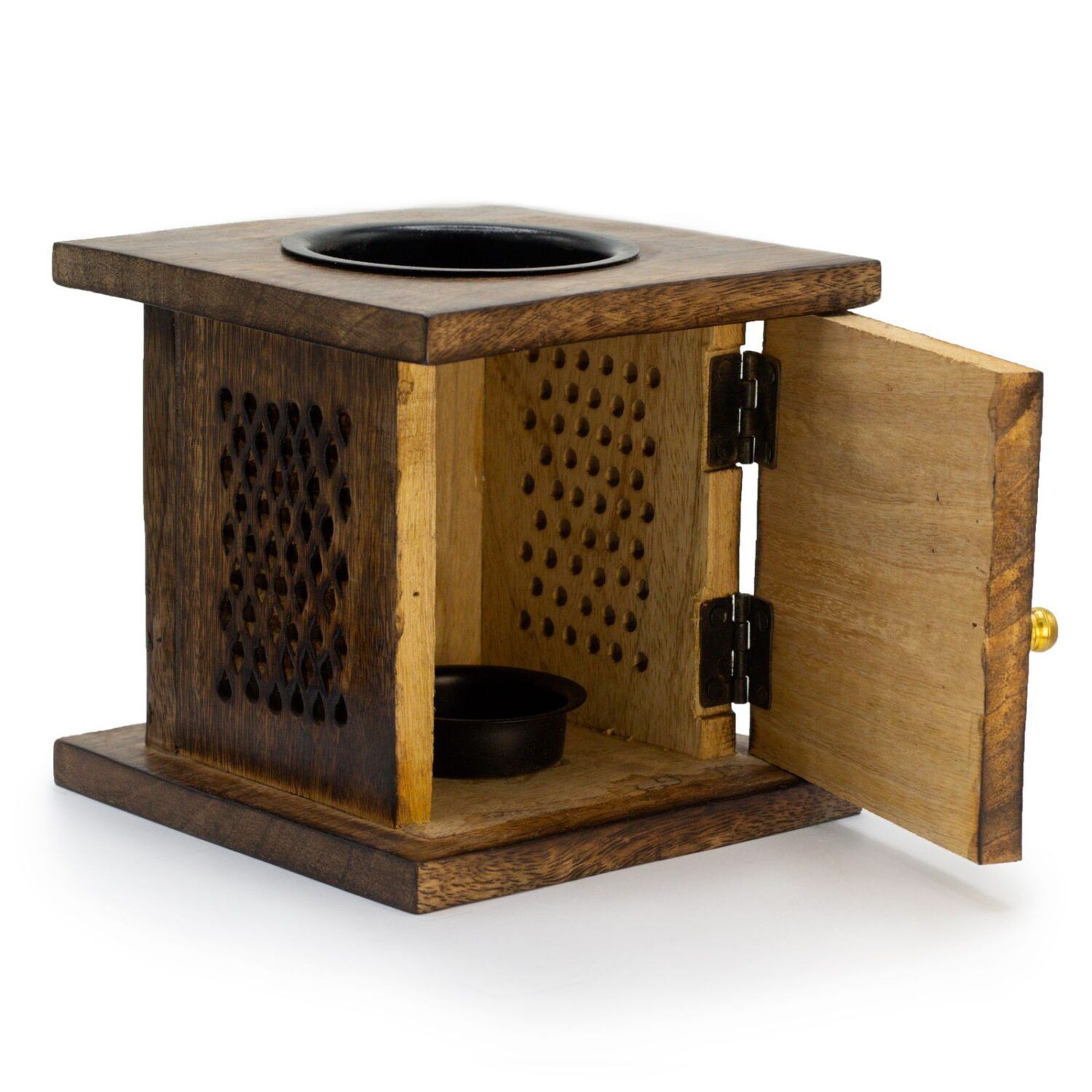 Mango Wood Buddha Oil Burner | Hand-Carved Box Burner for Oils & Wax Melts - Image 3