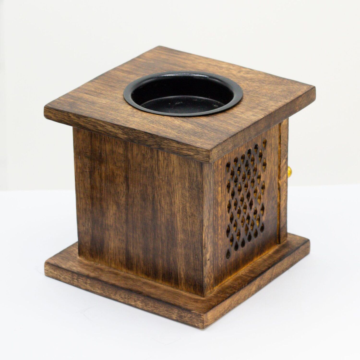 Mango Wood Buddha Oil Burner | Hand-Carved Box Burner for Oils & Wax Melts - Image 2