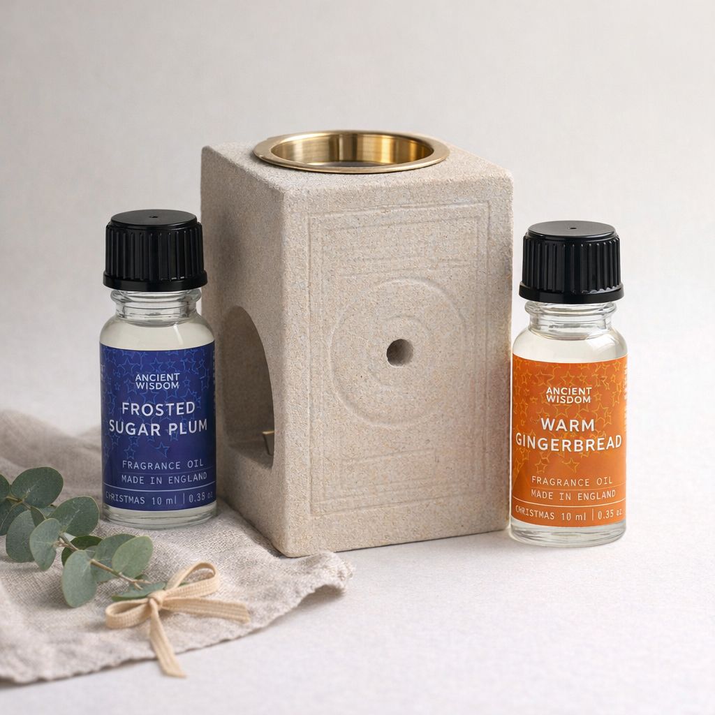 Gingerbread & Sugar Plum Set – Sandstone Oil Burner & Festive Fragrance Oils - Image 7